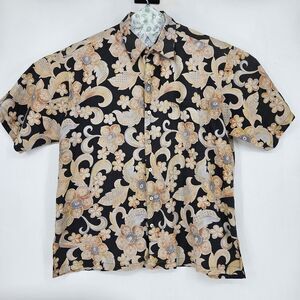 Tori Richard Shirt Mens Large Hawaiian Floral Cotton Button Up Short Sleeve